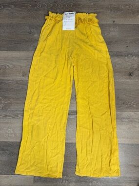 Daisy Street Sunny Street Women's Golden Yellow Wide-Leg Paperbag Pants 1247